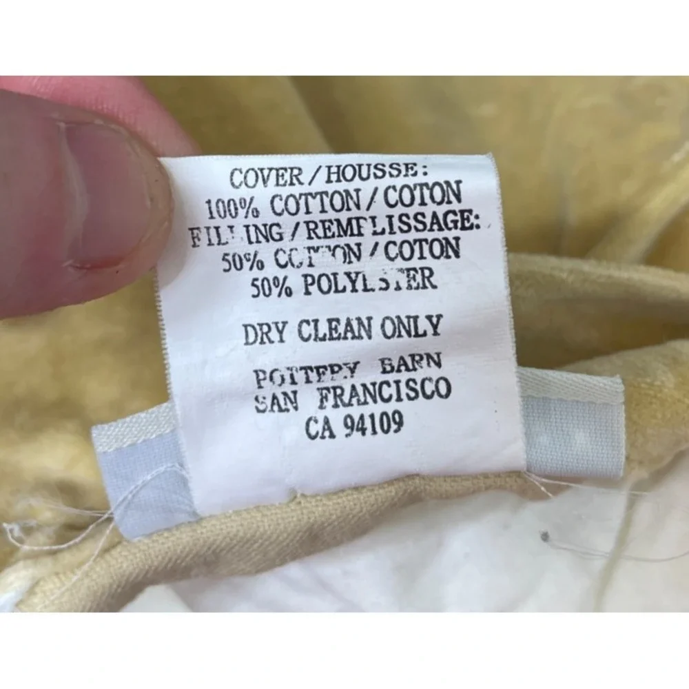 Pottery Barn Velvet Standard Sham Yellow Quilted